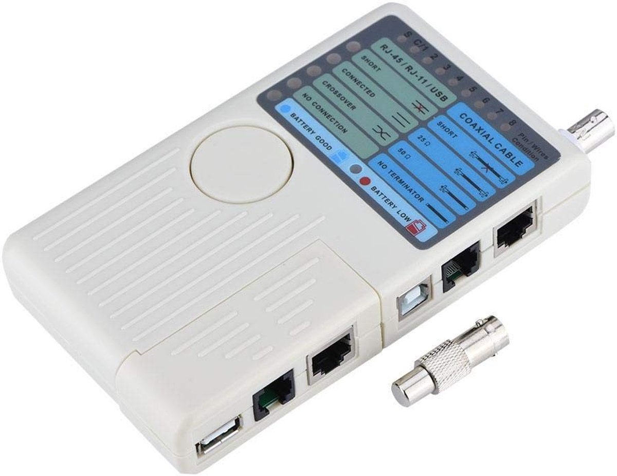 Allecto - Netwerktester - RJ45 RJ11 USB - Professioneel en draagbaar - Kabeltester - Voor netwerkdiagnose - Compact formaat