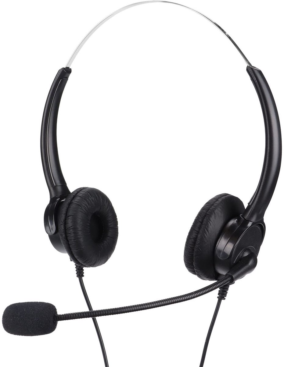 Dailygoody - Bedrade Telefoonheadset - RJ9 Binauraal - Ruisonderdrukking - Flexibel en Verstelbaar - Callcenter - Voor Klantenservice - 330° Micr