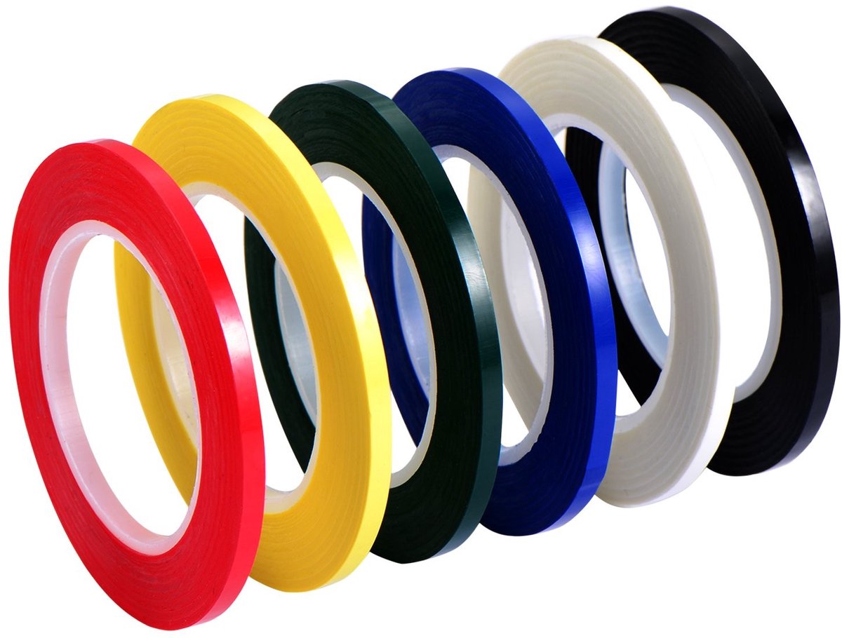 Allecto - 6 Stuks Grafisch Bord Tape - Zelfklevende Markeringstape - 3 mm Breed - 6 Kleuren - Whiteboard Tape - Geschikt voor Creatieve Projecten