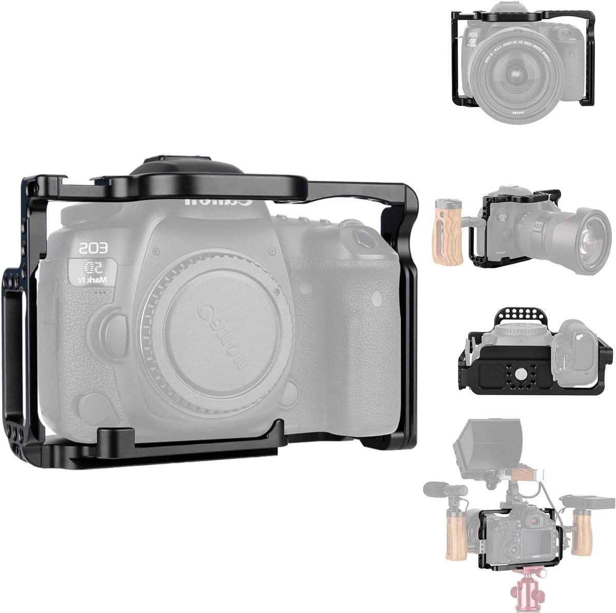 Cage voor Canon 5D Mark IV III II met ingebouwde NATO rails en koelshoe voor betere stabiliteit en accessoires