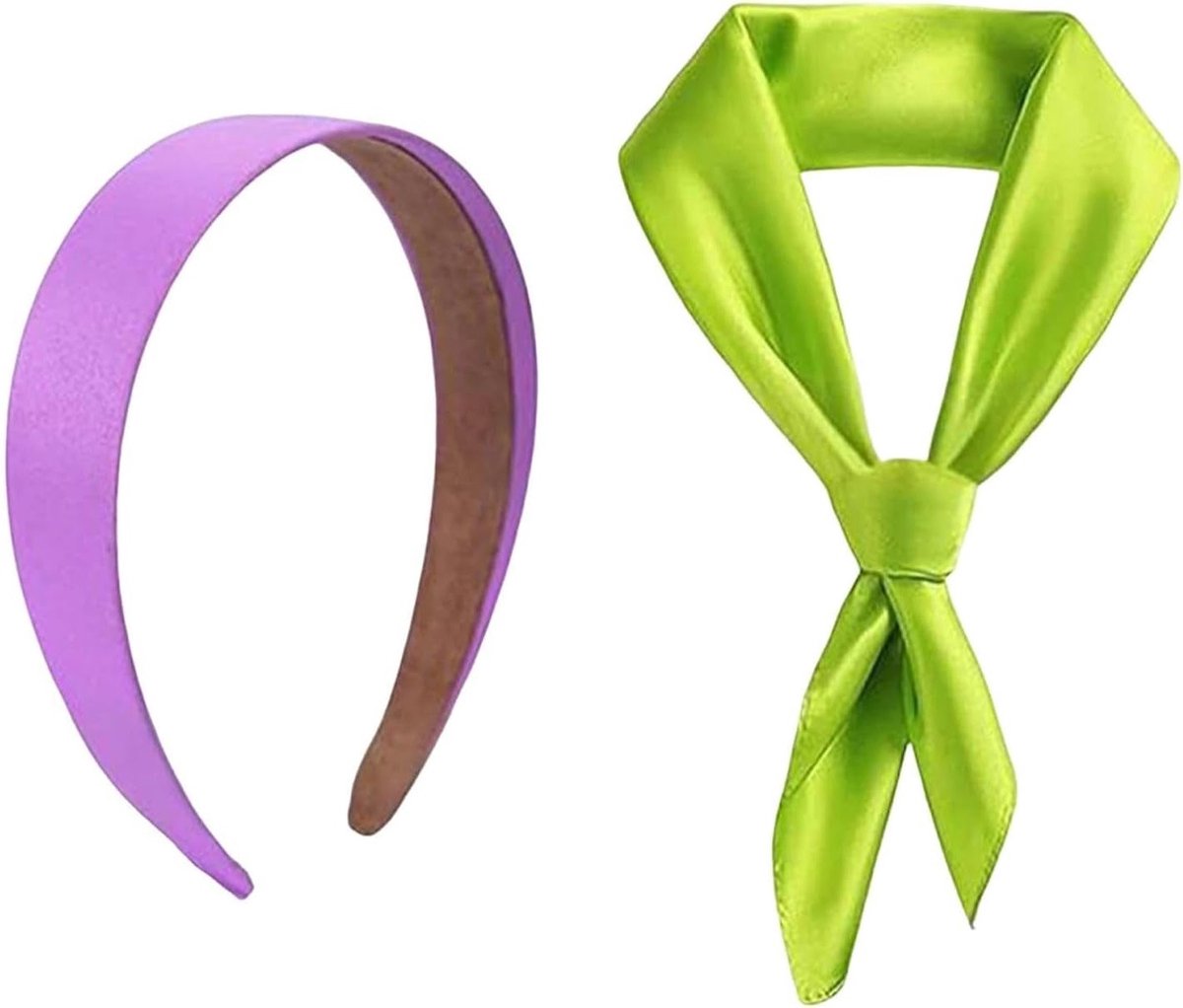 Paarse hoofdband en groene sjaal voor Halloween-kostuumaccessoires, perfect voor cosplay, themafeesten en fotoshoots, 2 stuks