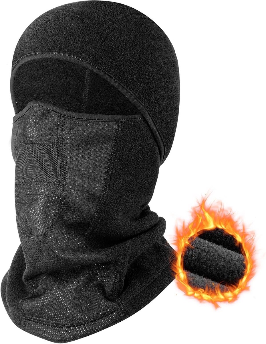 Balaclava voor Outdoor Activiteiten - Warm, Ademend en Geschikt voor Fietsen, Skiën en Motorrijden - Unisex One Size Zwart