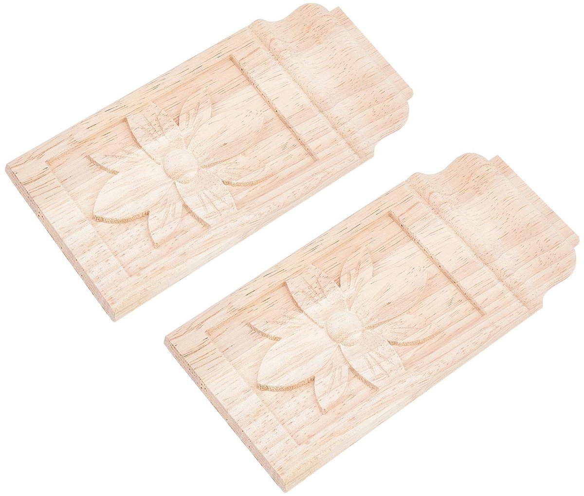 Dailygoody - Hout Gesneden Applique Frame - Meubeldecoratie - Retro Ontwerp - 160x80x7.5mm - Unieke Bloem Patroon - Geschikt voor Deuren en Kaste
