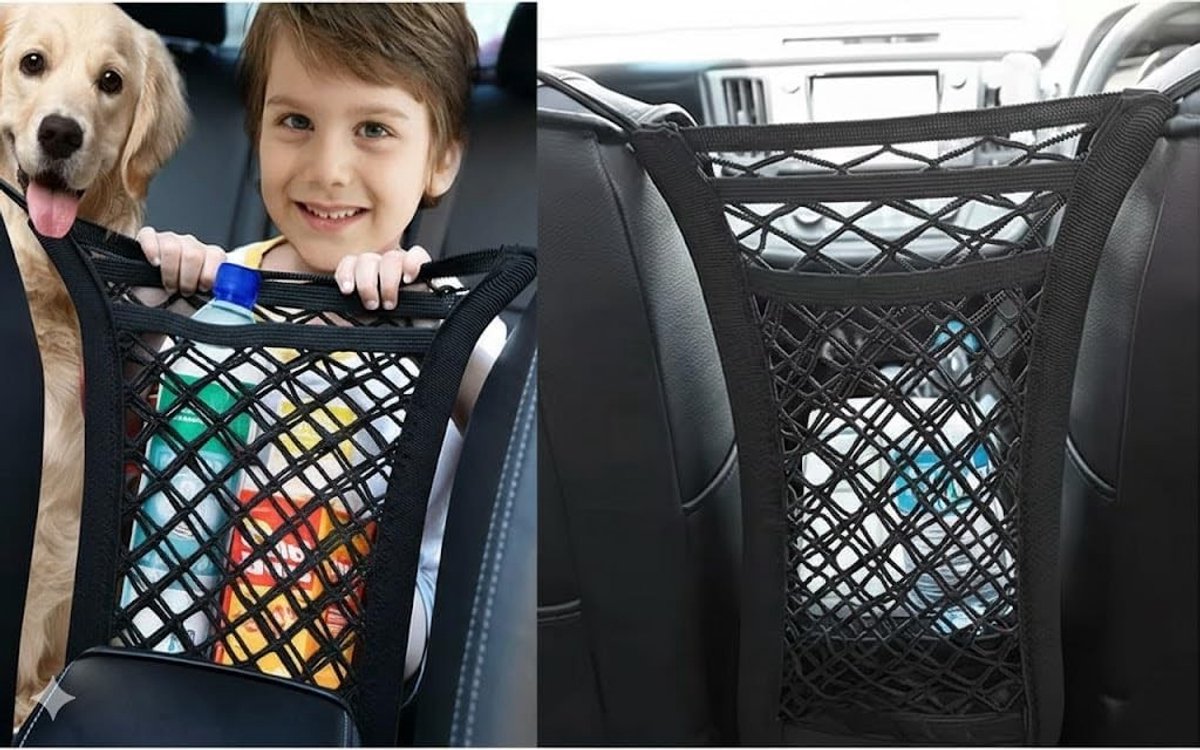 Hondenafscheiding Auto - Reisnet Organizer - Veilige Autoritten - Universeel Verstelbaar - Tot 40.6cm Hoog - Zwart