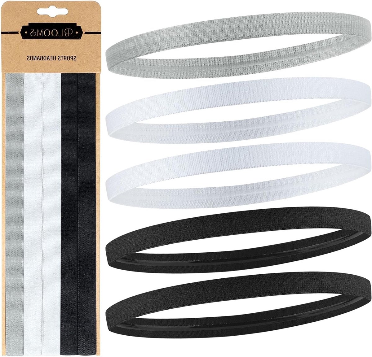 Set van 5 Elastische Sport Haarbanden voor Mannen en Vrouwen - Antislip Silicone Hoofdband voor Kinderen, Geschikt voor Voetbal en Yoga