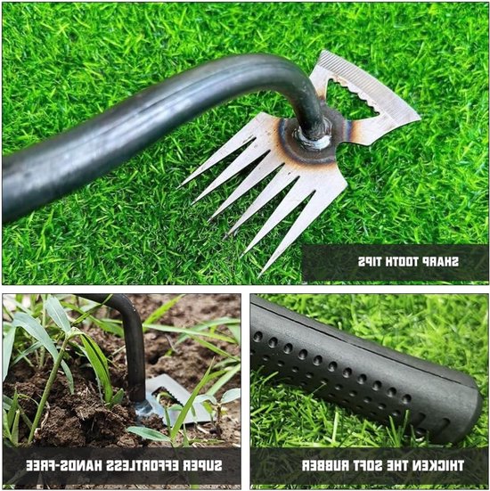 2 Stuks Handmatige Onkruidverwijderaar met Handvat, Tuin Gereedschap voor Efficiënte Onkruidbestrijding en Onderhoud van Gazons — afbeelding 2