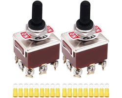 Dailygoody - Rocker Switch Heavy Duty 3PDT 9 Terminal ON/OFF/ON - 2 Stuks Waterdicht