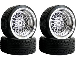 RC Drift Auto Banden, 4 Stuks 62mm Harde Drift Plastic Wielen met Velgen voor 1:10 On Road Racing en Driftwagens, Geschikt voor Tamiya, HSP, HPI en Kyosho