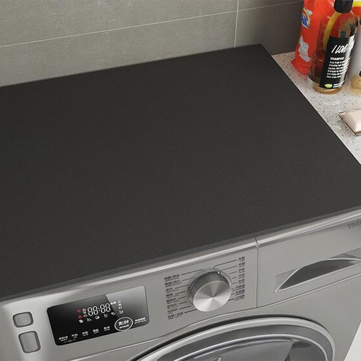 Wasmachine en Droger Bescherming, Antislip Mat, Stofdichte Dekking voor Optimaal Onderhoud en Duurzaamheid (Zwart)