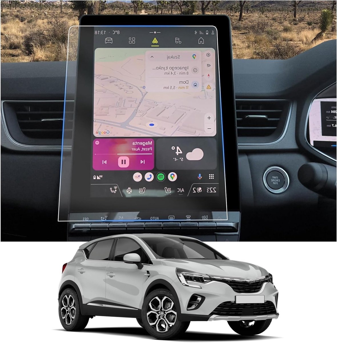 2 Pack Navigatie Beschermfolie voor Renault Captur 2 2025 en Symbioz 2025 - 10.4 Inch Anti-Kras Nano Screen Protector voor GPS en OpenR Link