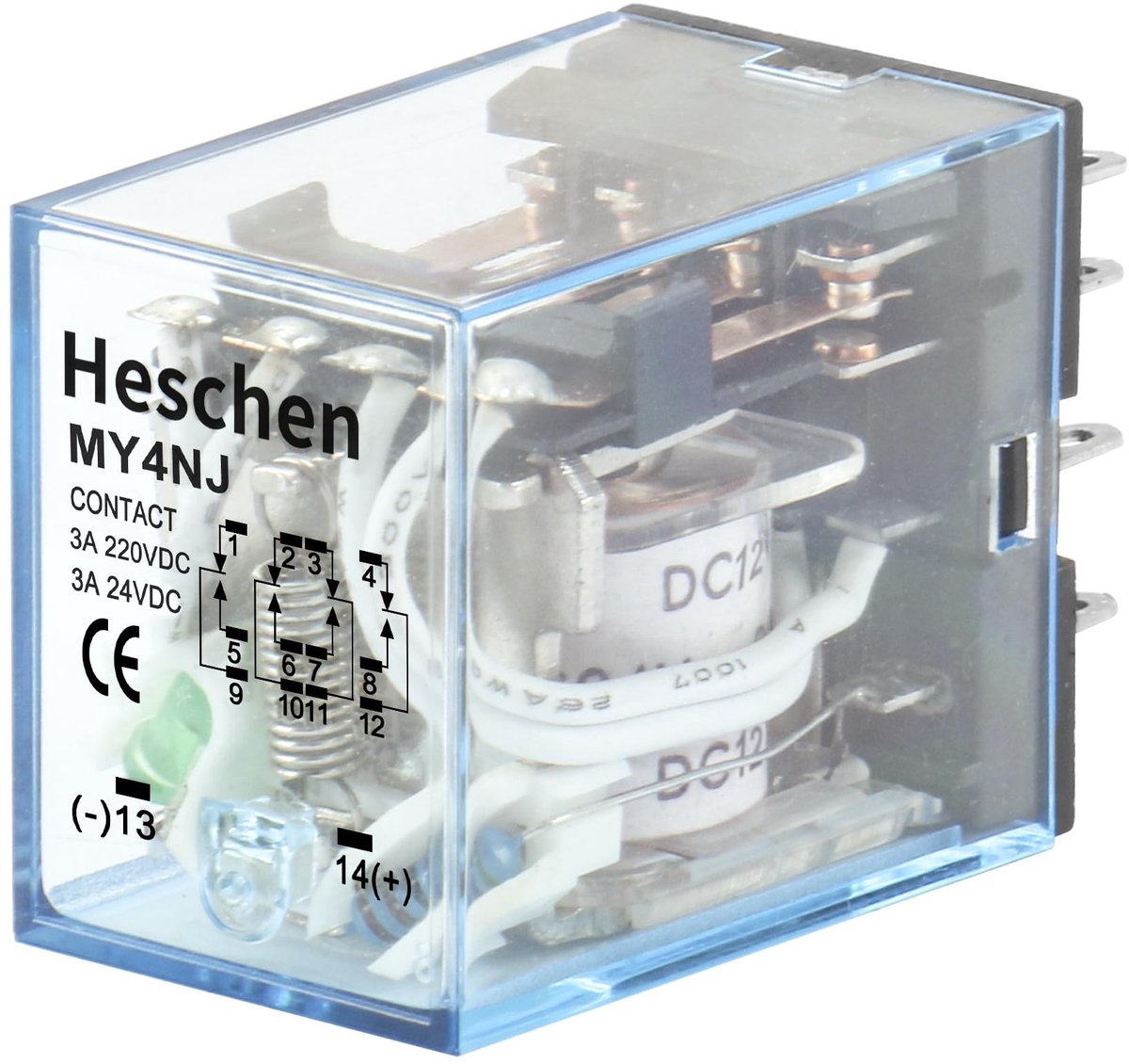 Dailygoody - Multifunctionele Power Relay - 12V DC - Met LED Indicator - 4PDT - 3A 220VAC/24VDC - Voor Automatisch Gebruik - 14-Pins Verbinding