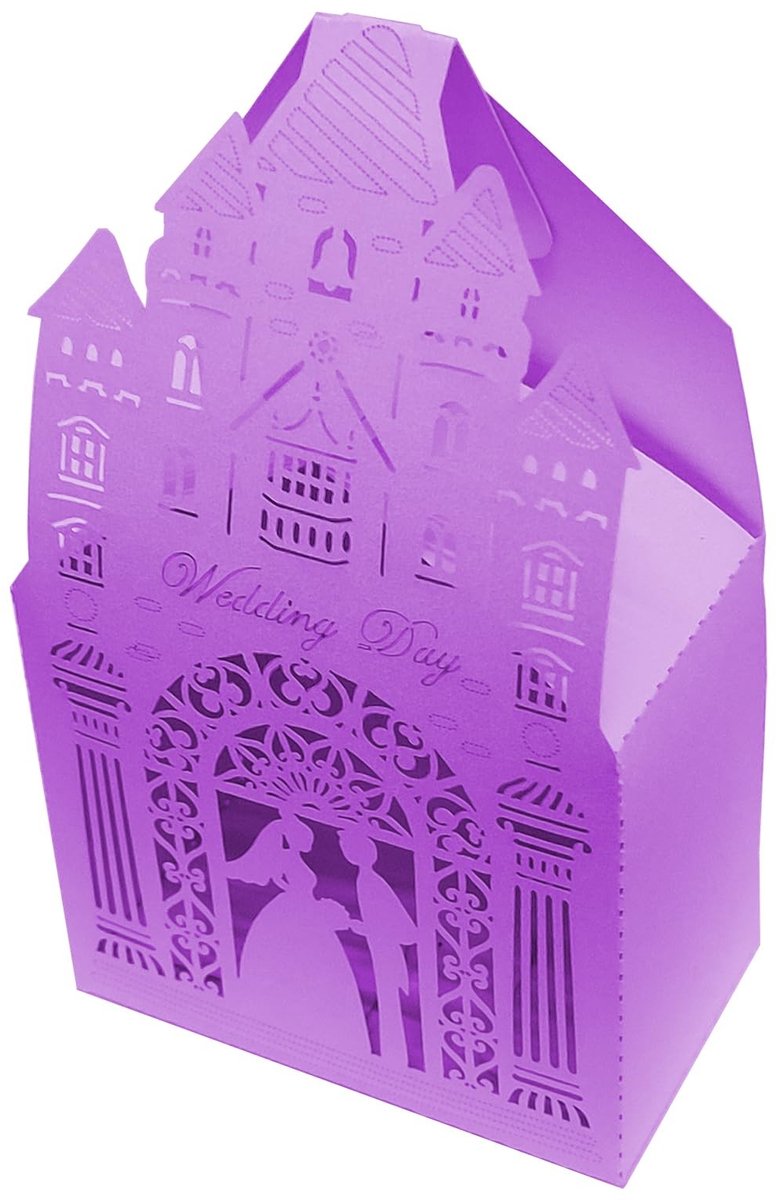 Dailygoody - Kerk Gunst Dozen - Bruiloft Cadeau - Hoogwaardige Papieren Dozen - Paars - Snoep Dozen - Romantisch Ontwerp - Geschikt voor Bruidsdo