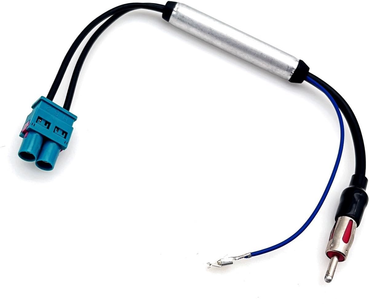 Dailygoody - Dual Fakra naar DIN-stekkerconverter - Antenneadapter - Universele autoradio FM AM - Signaalversterker - Geschikt voor Audi Volkswagen