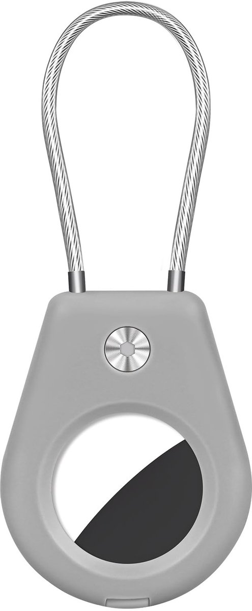 Secure houder-beschermring met metalen kabel voor Apple AirTag - Grijs .