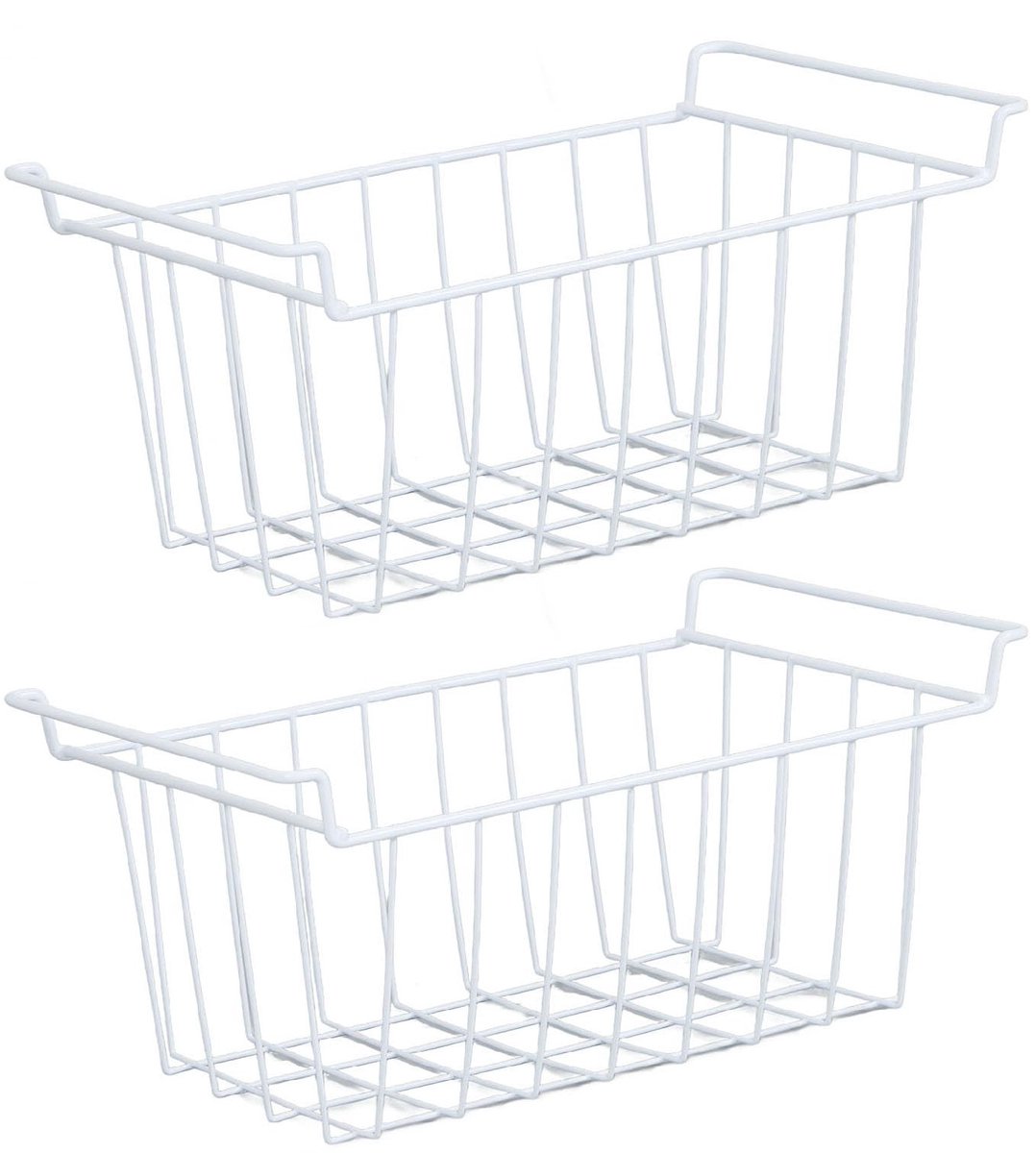 Dailygoody - Vriezer Organizer - Draad Opbergmanden - Duurzaam Metaal - Wit - Koelkast Opbergrek - Perfect voor Keuken en Badkamer