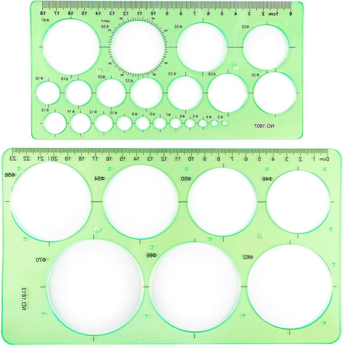 2 Stuks Cirkel Sjablonen voor Geometrisch Tekenwerk - Transparante Plastic Templates en Linialen voor Nauwkeurige Ontwerpen en Metingen