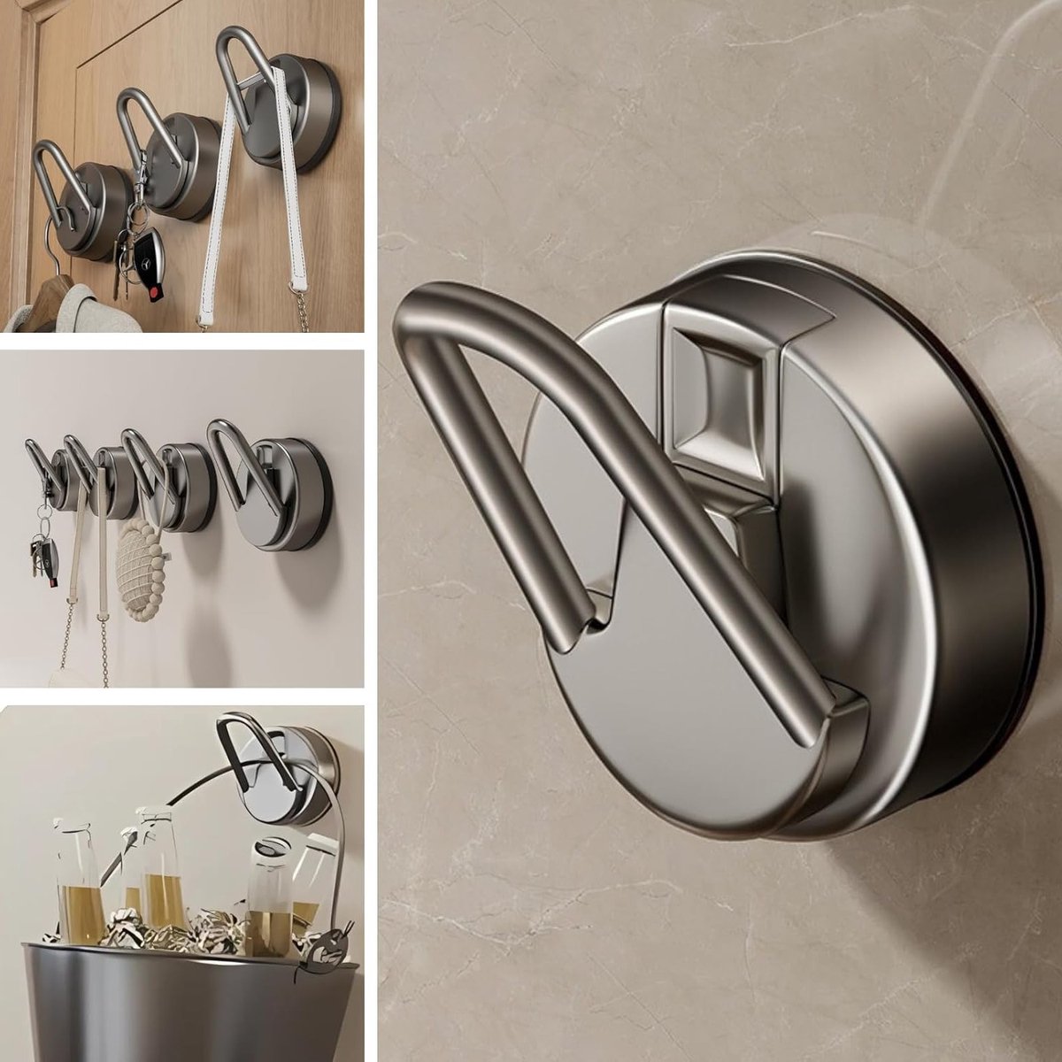 Zware Zuignap Haak voor Badkamer en Keuken - Waterdichte, Zelfklevende Handdoek- en Badjashouder zonder Boren, 1-Pack