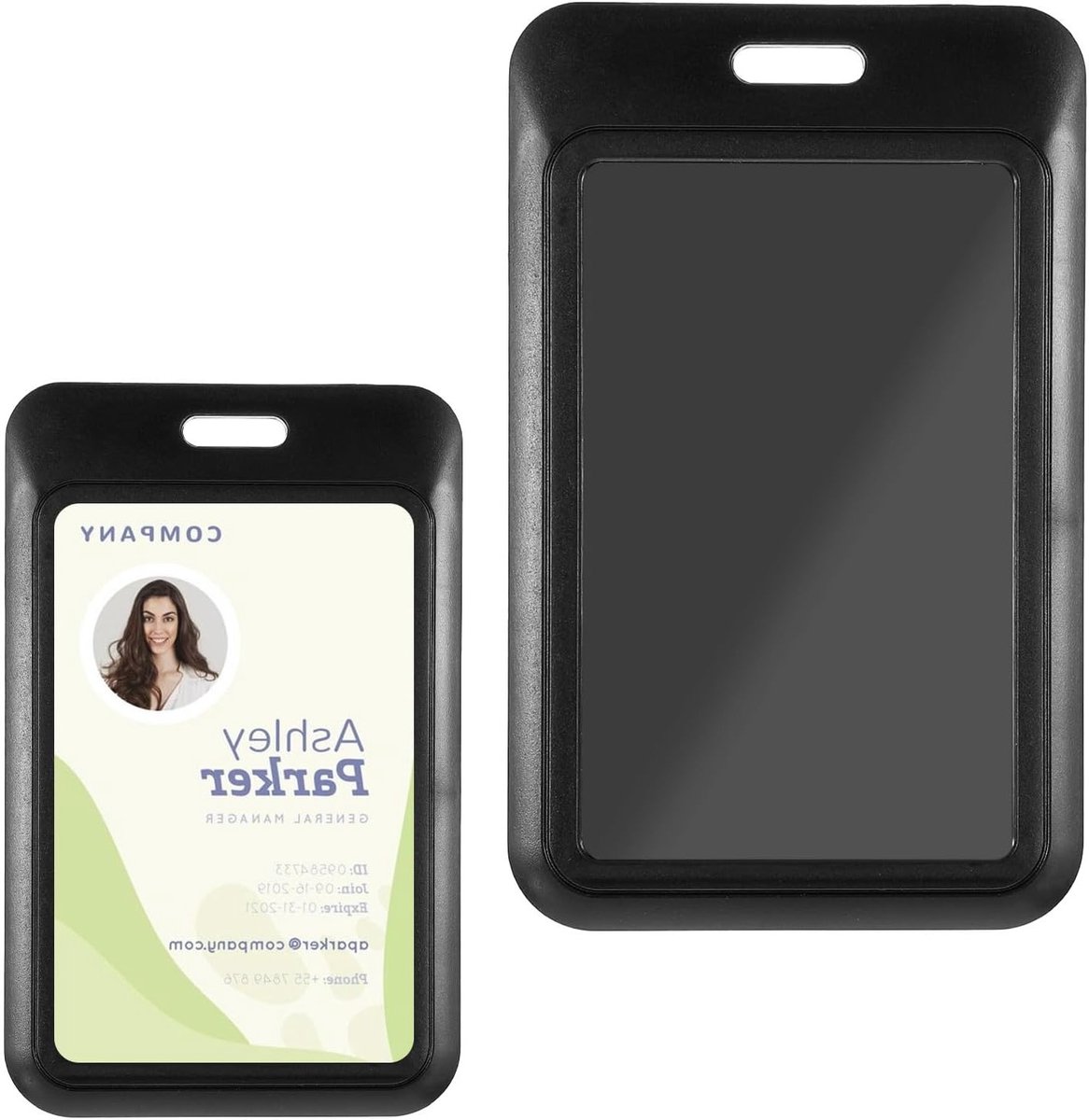 Glijdende verticale badgehouders - stevige plastic ID-houder voor werk-ID, creditcard en autosleutel, ideaal voor kantoor en schoolgebruik
