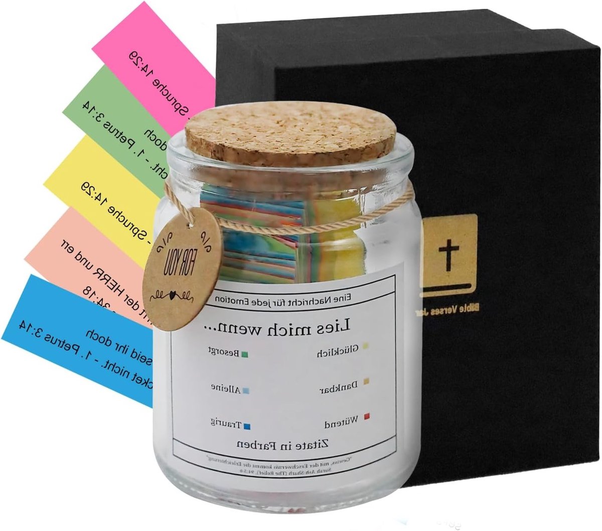 Kleurrijk Gebedsglas met Inspirerende Bijbelverzen in een Pot - Perfect Cadeau voor Moeders en Afstuderenden, Hoop en Inspiratie