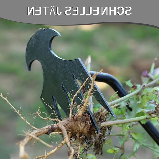 Set van 2 Onkruidverwijderaars, 30 cm RVS Tuin Gereedschap voor Efficiënt Onkruid Uittrekken en Tuinonderhoud met Handvat, Zwart — afbeelding 3