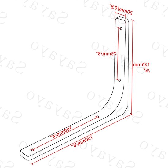 4 Stuks Wandbeugels voor Planken, Metalen Planksteunen 150mm x 125mm, Sterke IJzeren Plankdragers met Witte Afwerking voor Thuis en Kantoor — afbeelding 4