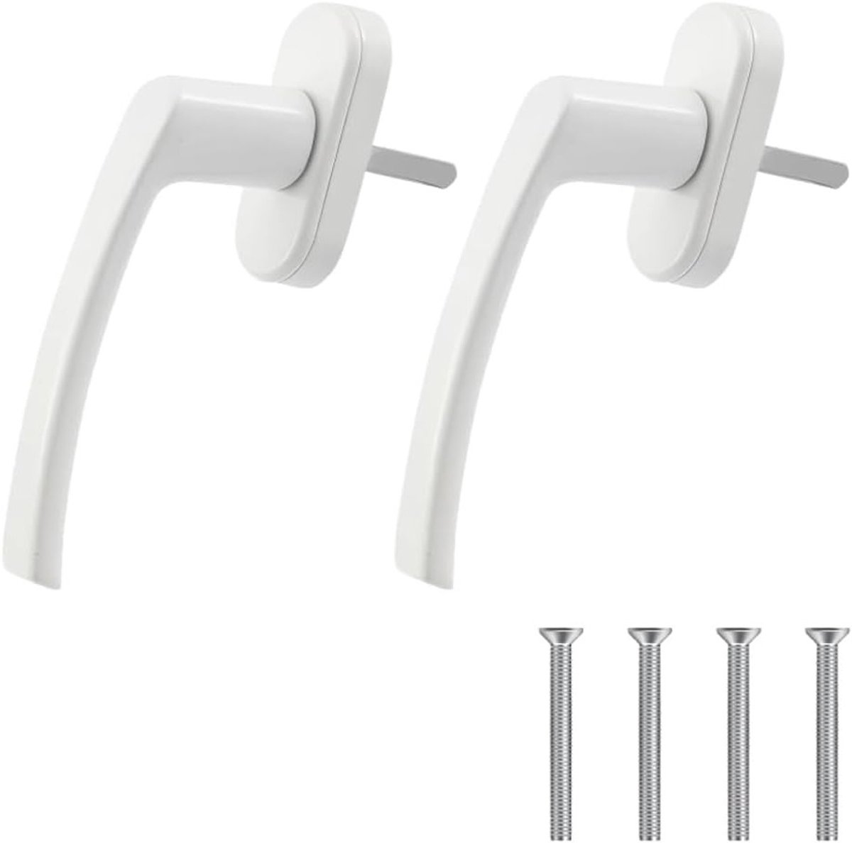 Set van 2 Aluminium Raamgrepen, Witte Raamhandles voor Balkon- en Terrasdeuren, Zonder Sluitcilinder, Pinlengte 35 mm, Ideaal voor Raam- en Deurgrepen