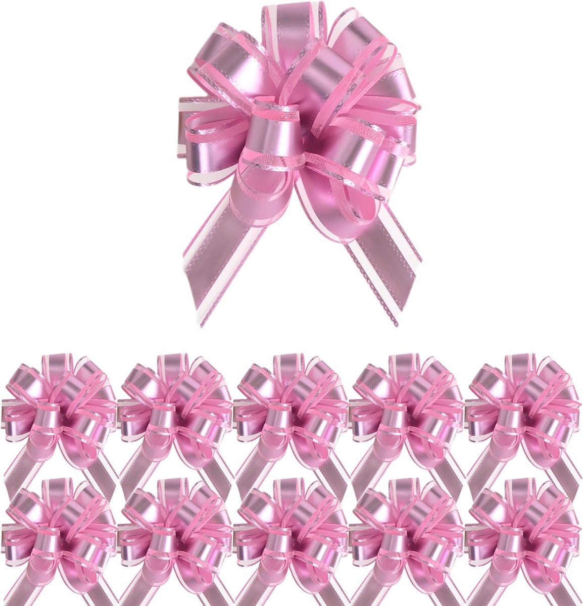 Kleurrijke Organza Strikken voor Cadeauverpakking, Bruiloften, Verjaardagsfeesten en Bloembakken - 10 Stuks van 10 cm in Roze