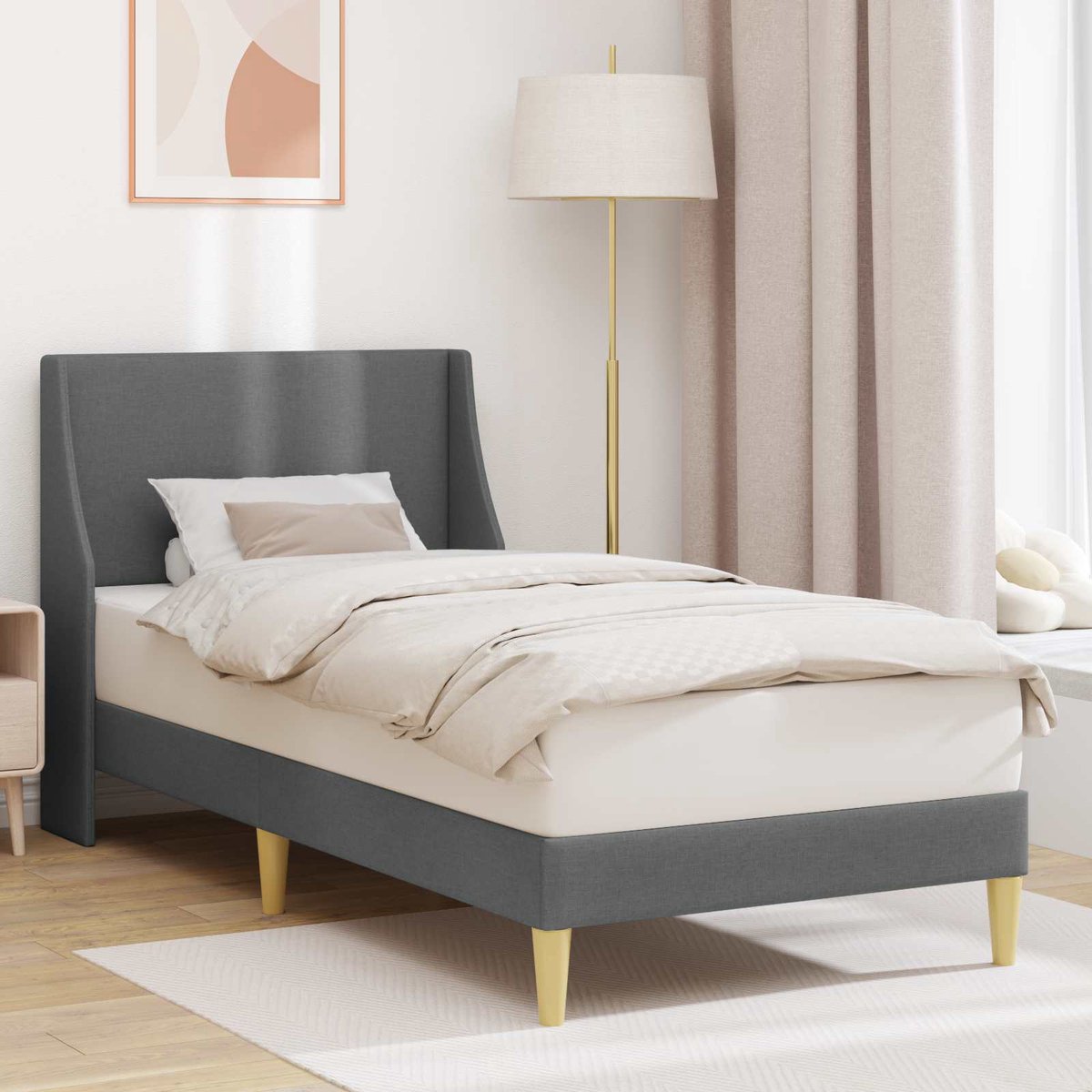 vidaXL - Bedframe - Effen - met - hoofdeinde - verbindingplaat