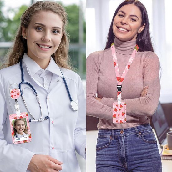 ID Kaart Houder met Strap, Buskaart Bescherming voor Studenten, Afneembare Naamplaat Clips en Retractable Badge Reel voor Vrouwen, Leraren en Zorgprofessionals van Merkloos — afbeelding 4