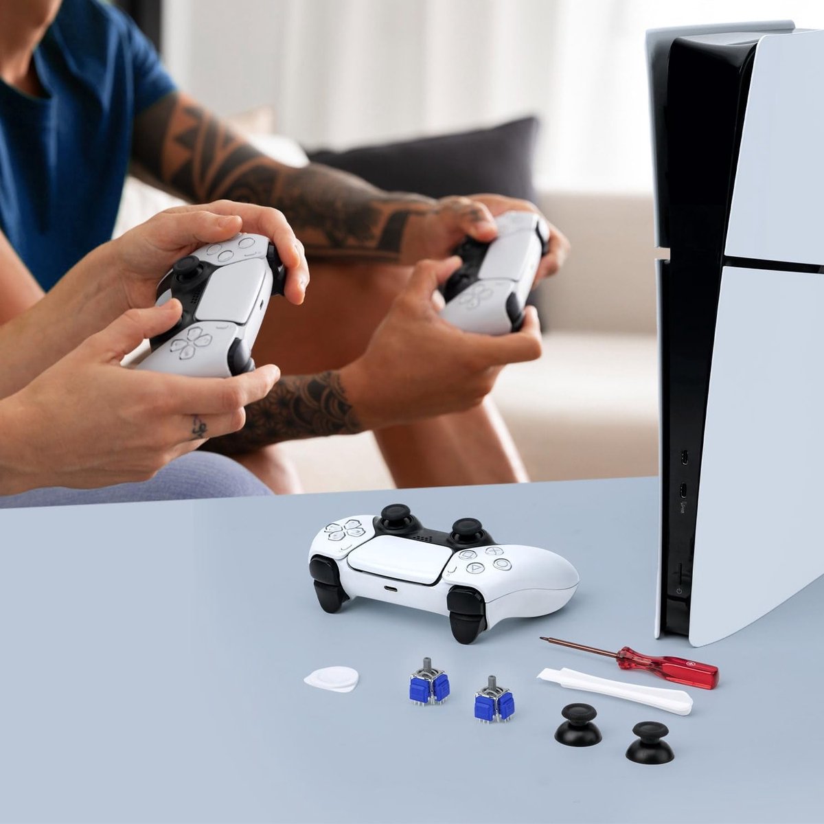 Elektromagnetische Joysticks Vervangingsset voor PS5 Controller - 3D Analoge ThumbStick Caps en Accessoires voor DualSense en DualSense Edge thumbnail 5
