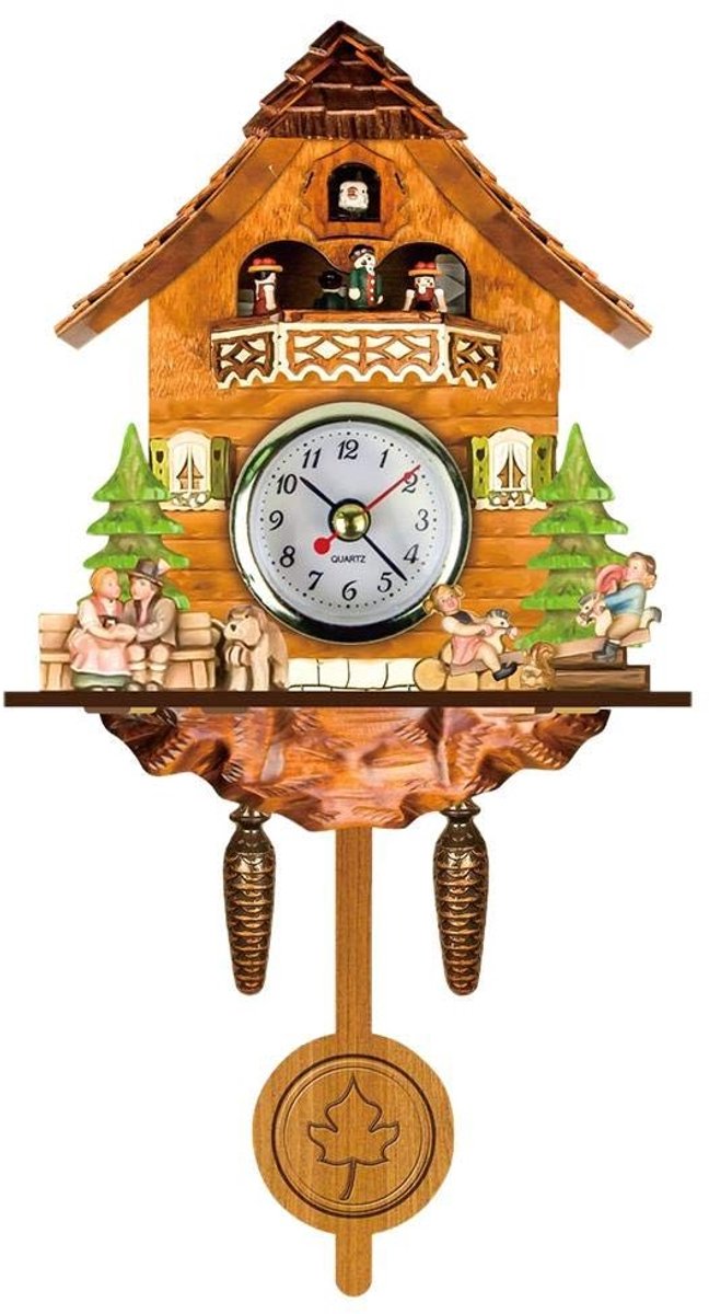 Hztyyier Antieke Houten Kookoeklok met Automatische Pendel - Northwest Europese Stijl Deco