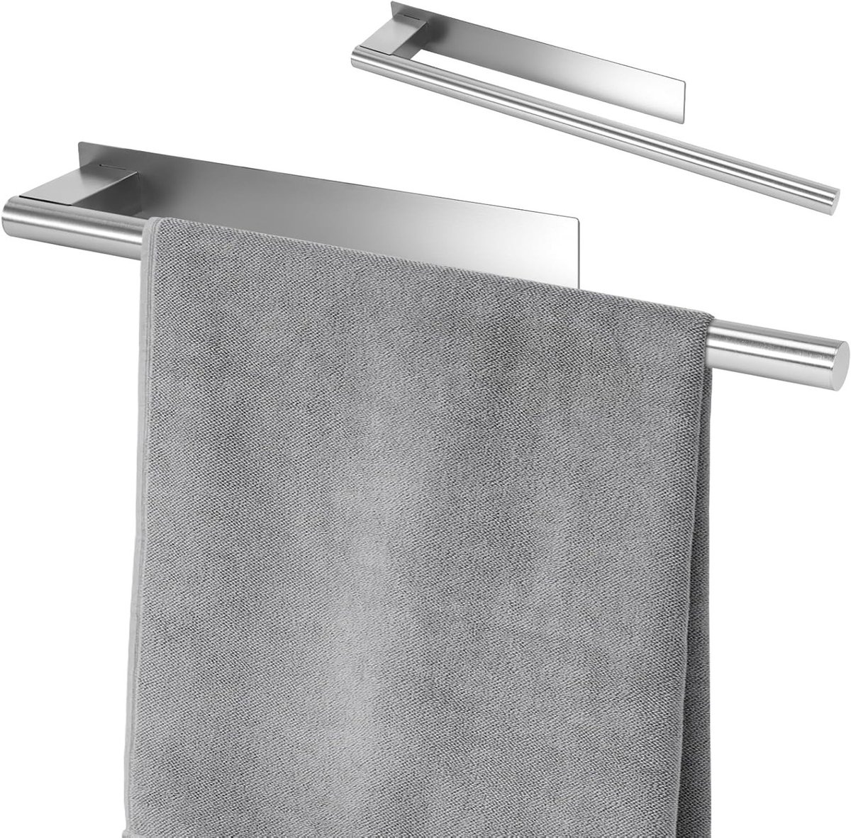 Handdoekenrek van 39 cm zonder boren, roestvrij staal, zelfklevend wandrek, ideaal voor badkamer en keuken, ruimtebesparend en stijlvol design