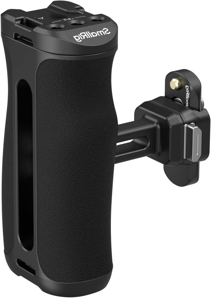 Verstelbare Quick Release Handgreep voor Camera Cage met NATO Rail, Geschikt voor Links en Rechts, Tot 10kg Draagvermogen, Ideaal voor Videografie en Fotografie