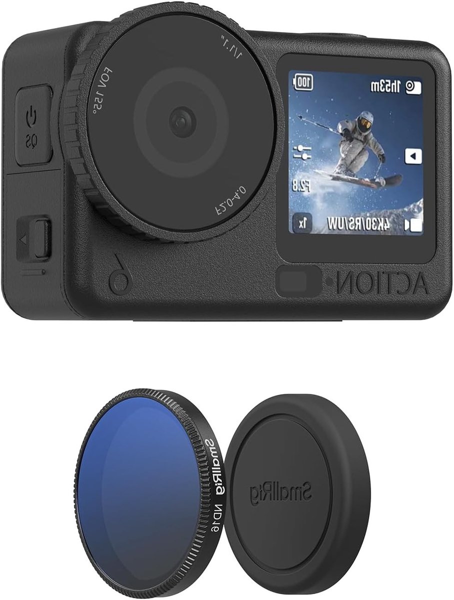 ND16 Filter voor DJI Osmo Action 6, Polaroid Neutraal Grijs Filter met Klikbevestiging, Inclusief Siliconeschuilhoes en Schoonmaakdoek, HD Optisch Glas met Meerdere Coatings voor Professionele Videografie