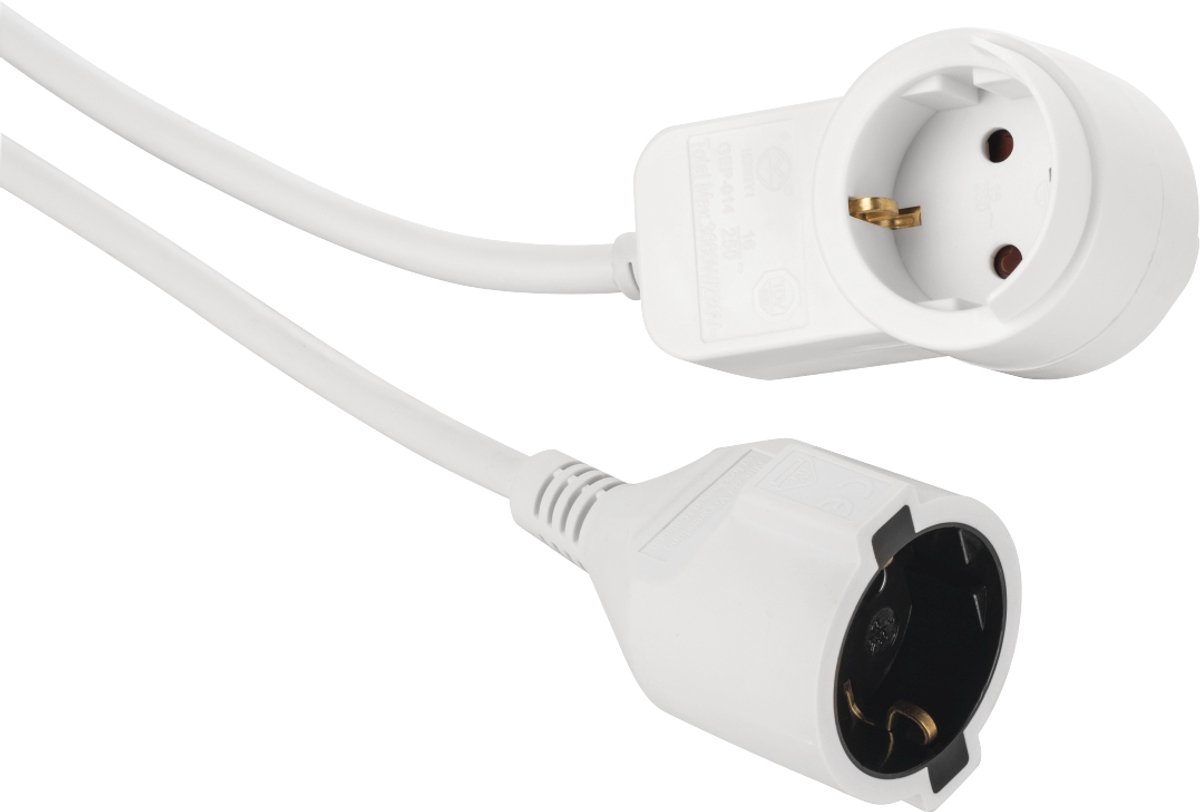 Hama Geaarde Verlengkabel Powerplug Extra Stopcontact 3,0 M Wit