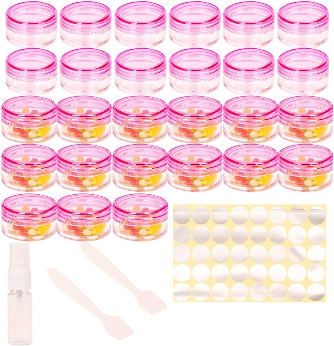 Set van 27 lege 5 ml potjes met deksel voor lippenbalsem, crèmes en cosmetica