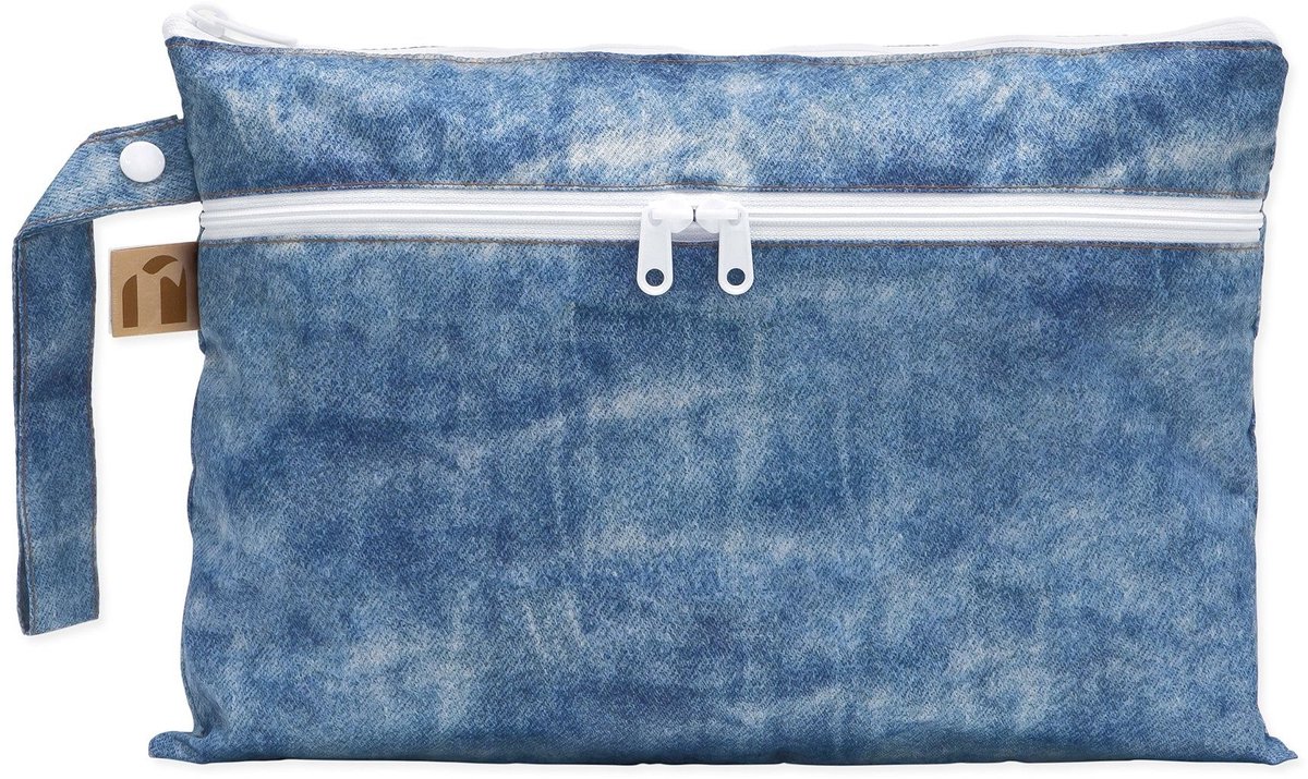 Roamio - Wet / Dry Clutch | met 2 Vakken - Waterdichte Luierzak & Waszak - Wetbag voor Nat en Droog - Crushed Denim