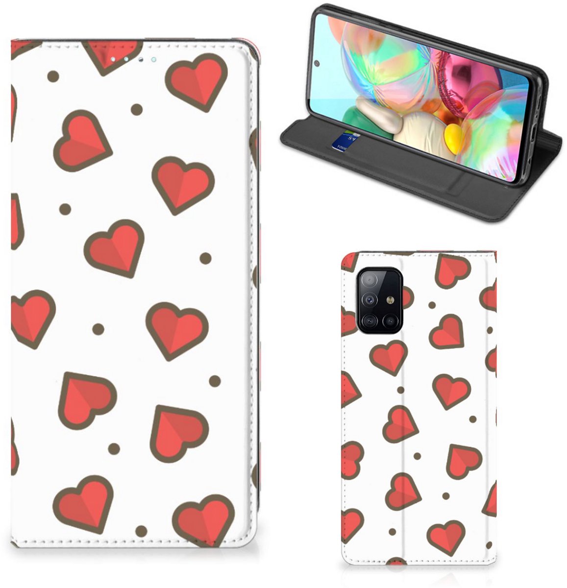 Samsung Galaxy A71 Hoesje met Magneet Hearts