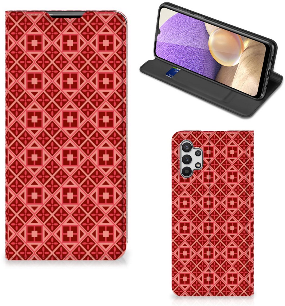 Samsung Galaxy A32 5G Hoesje met Magneet Batik Rood