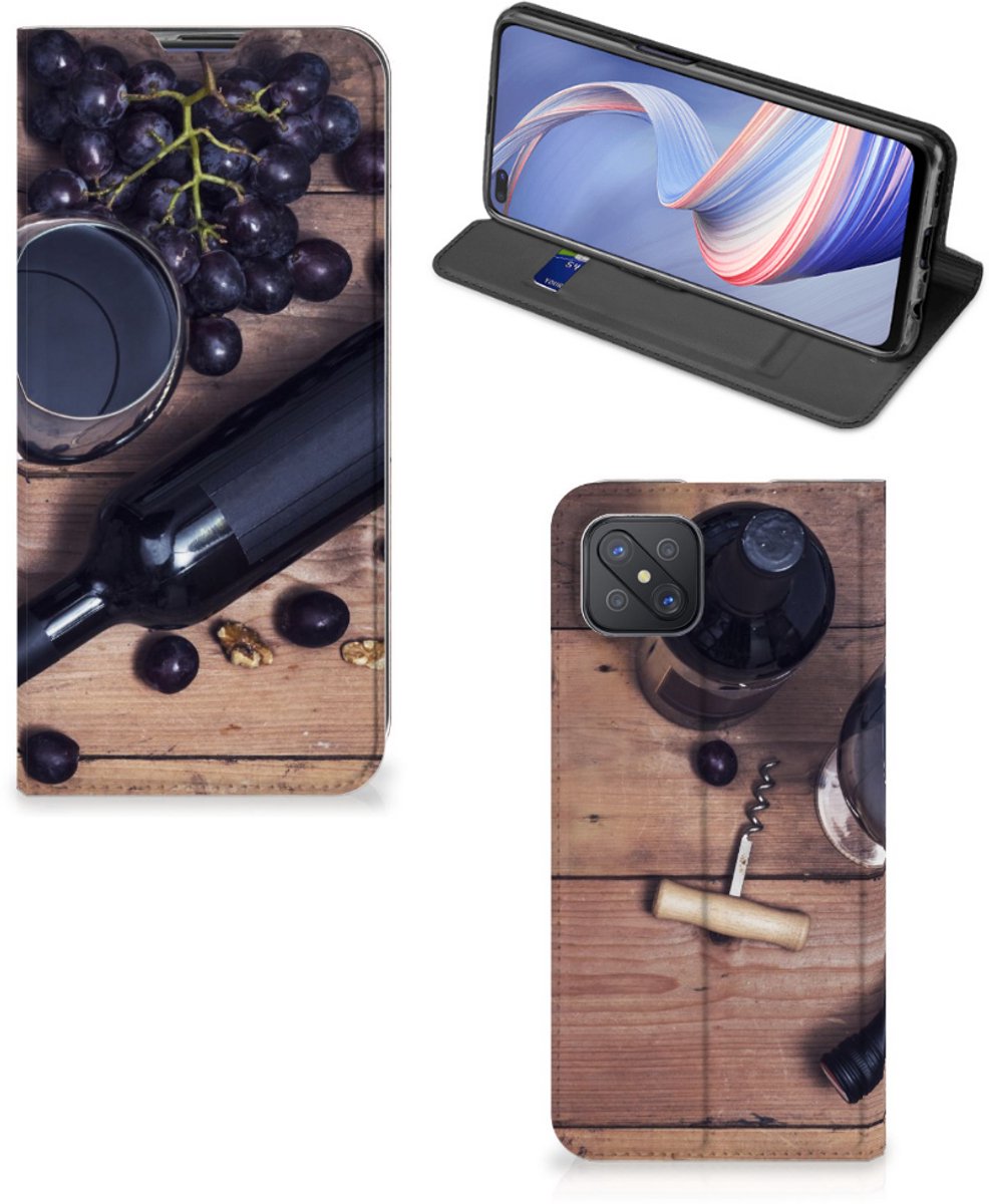 Book Case voor OPPO Reno4 Z 5G Flip Style Cover Wijn