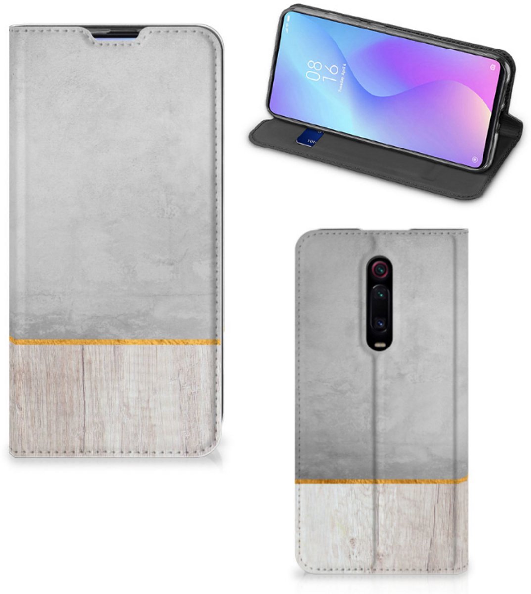 Xiaomi Redmi K20 Pro Book Wallet Case Wood Concrete