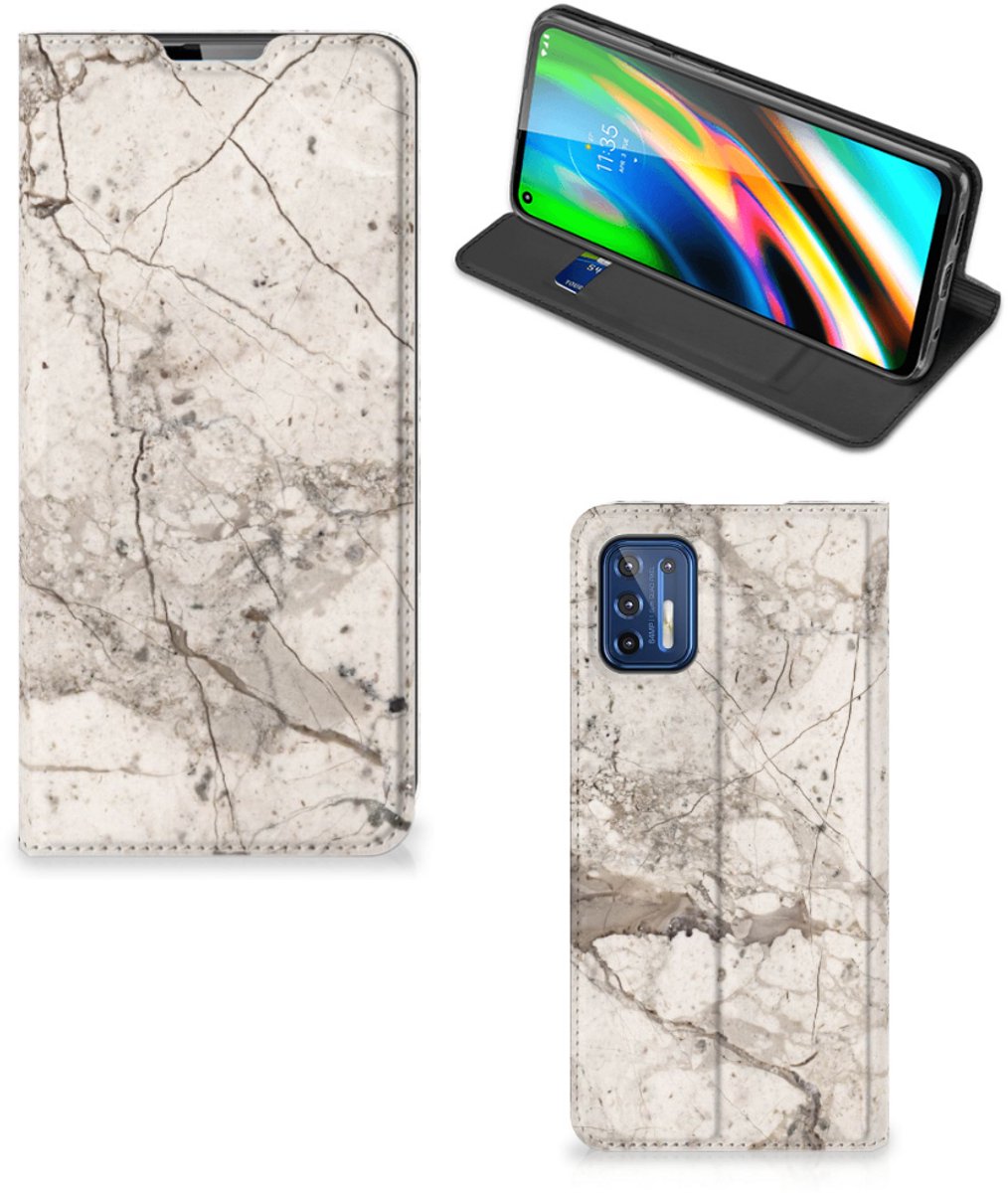 Motorola Moto G9 Plus Standcase Marmer Beige