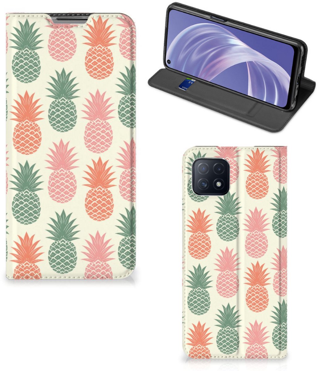 OPPO A73 5G Flip Style Cover Ananas