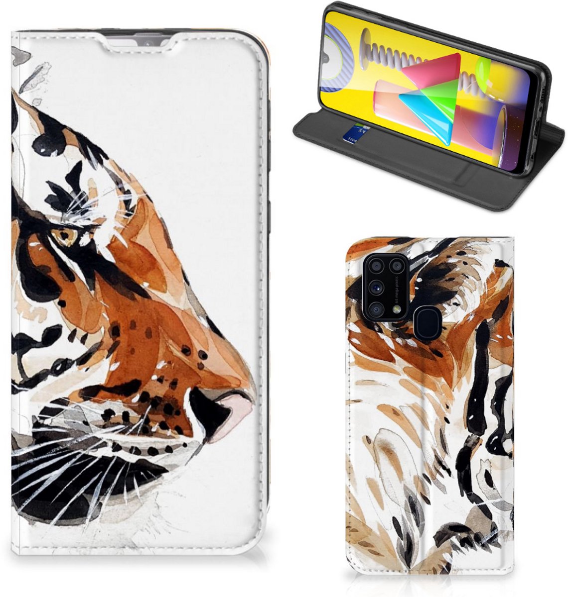 Bookcase Samsung Galaxy M31 Watercolor Tiger