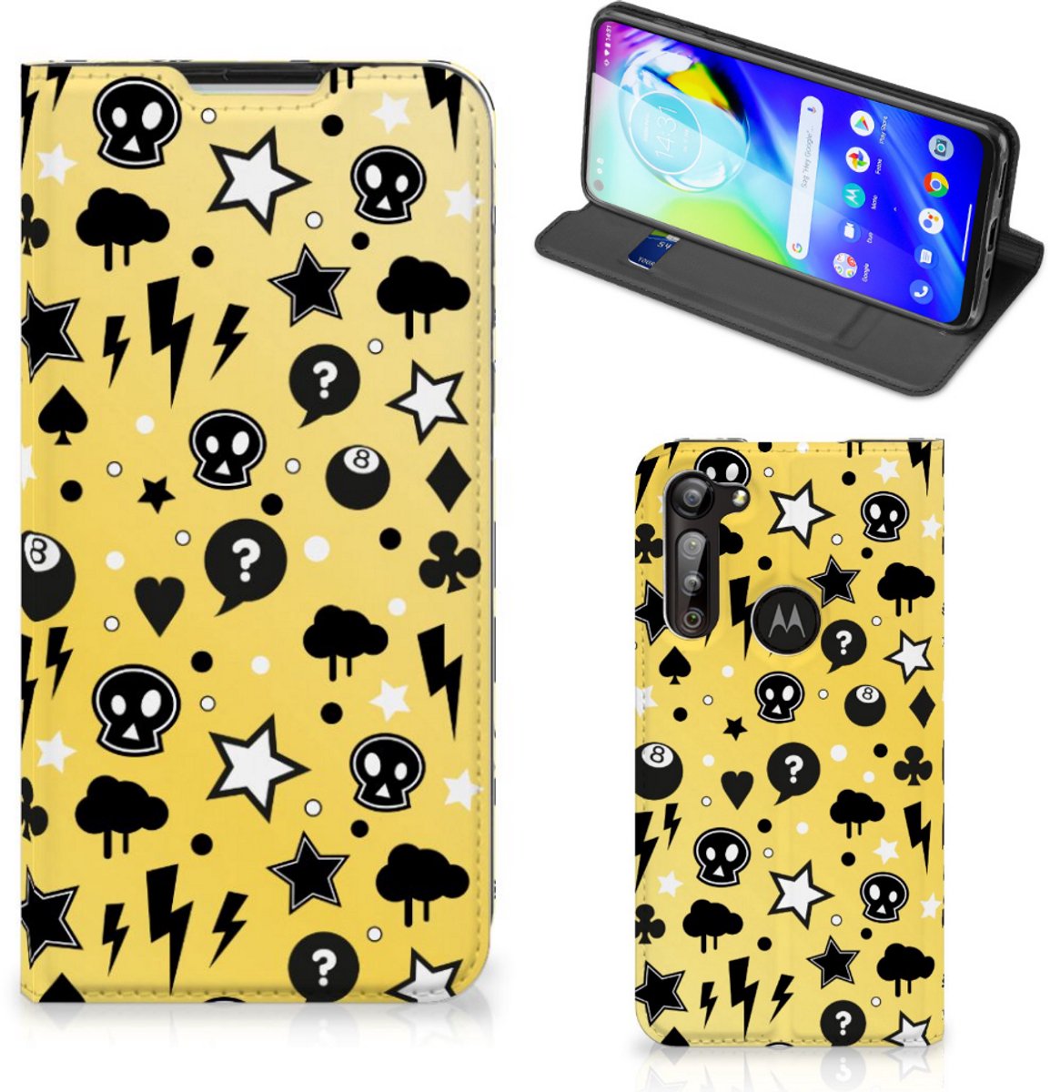 Mobiel BookCase Motorola Moto G8 Power Punk Geel