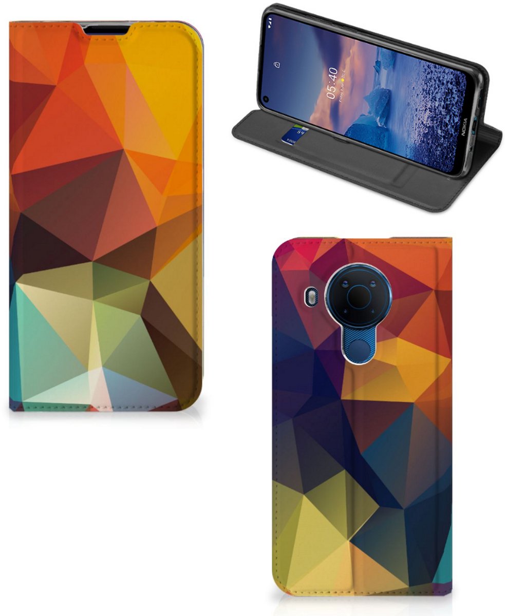 Book Case voor Nokia 5.4 Stand Case Polygon Color