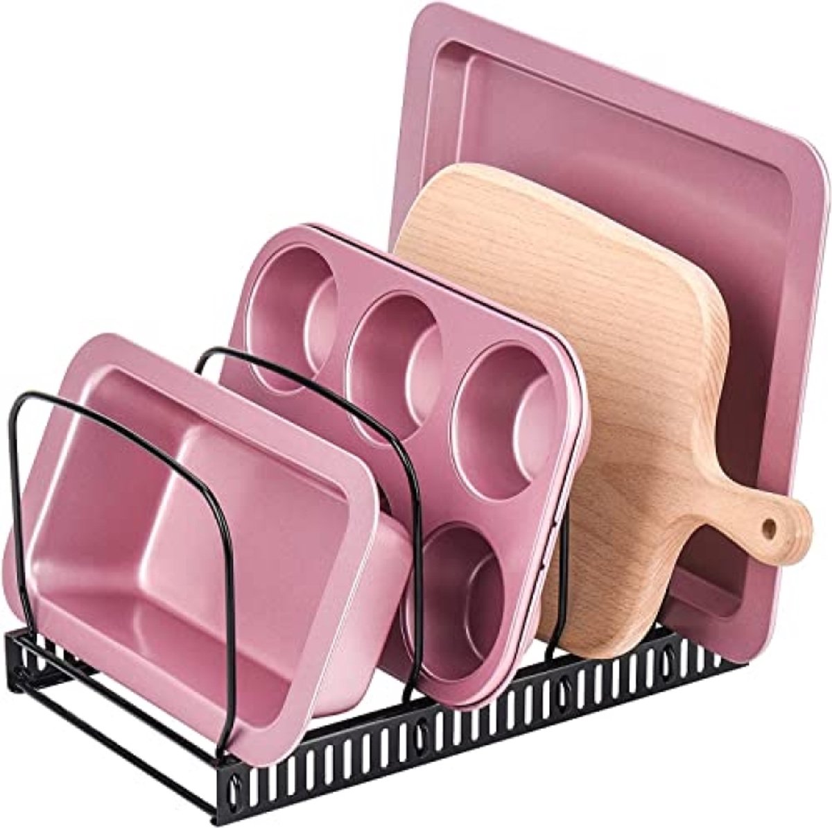 Dekselorganizer voor borden, afdruiprek, dekselhouder, keukenpannendekselhouder, zwart