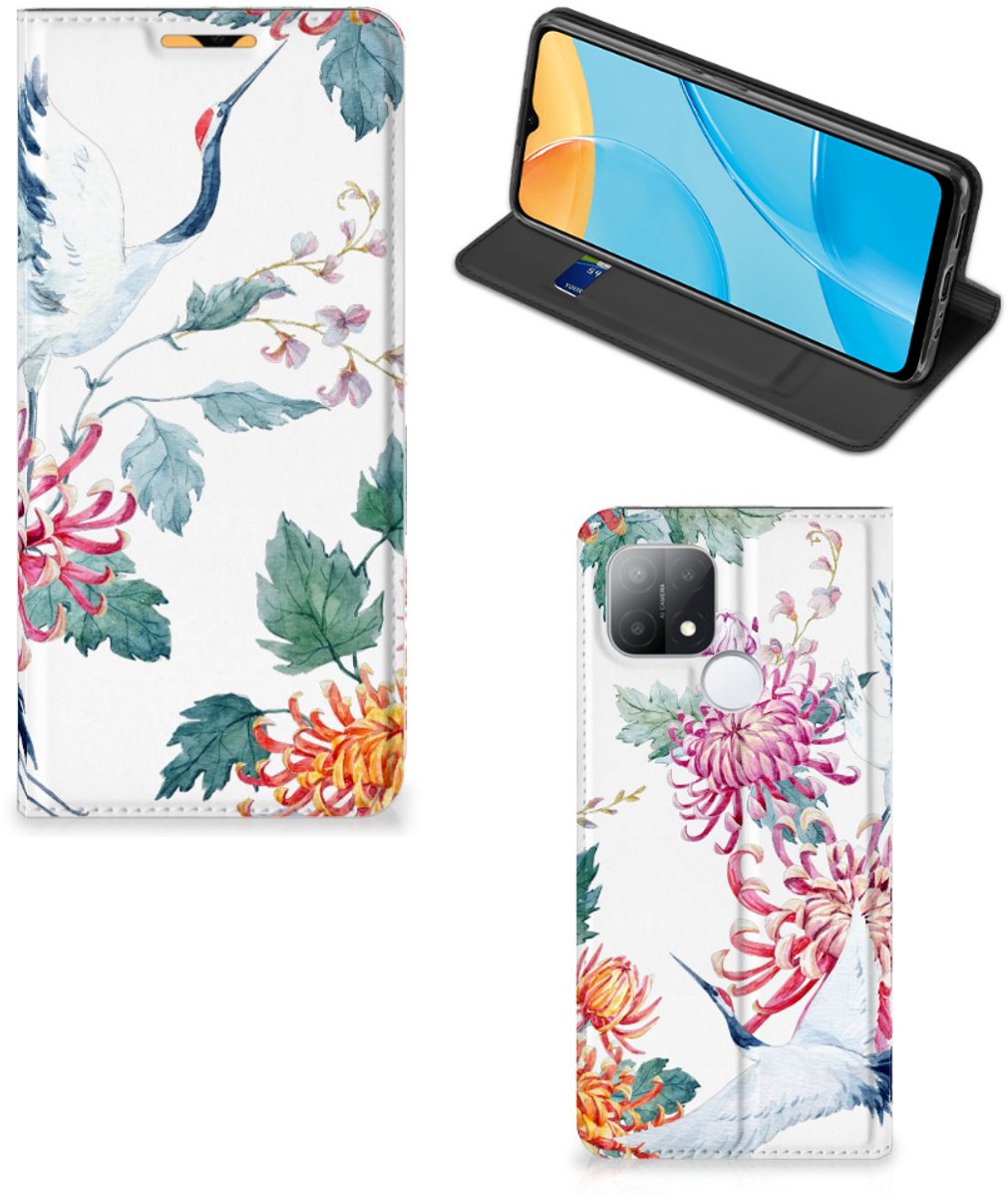 OPPO A15 Hoesje maken Bird Flowers