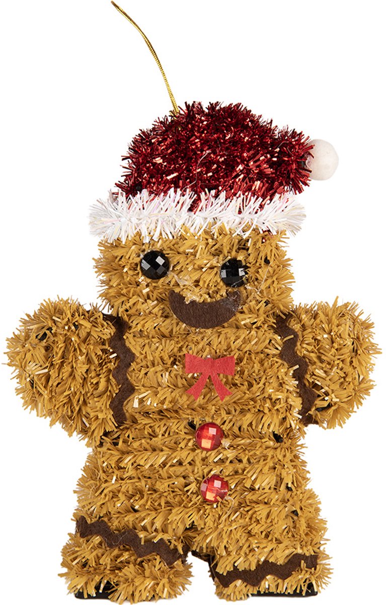Clayre & Eef Kersthanger Gingerbread man 12x3x16 cm Bruin Kunststof
