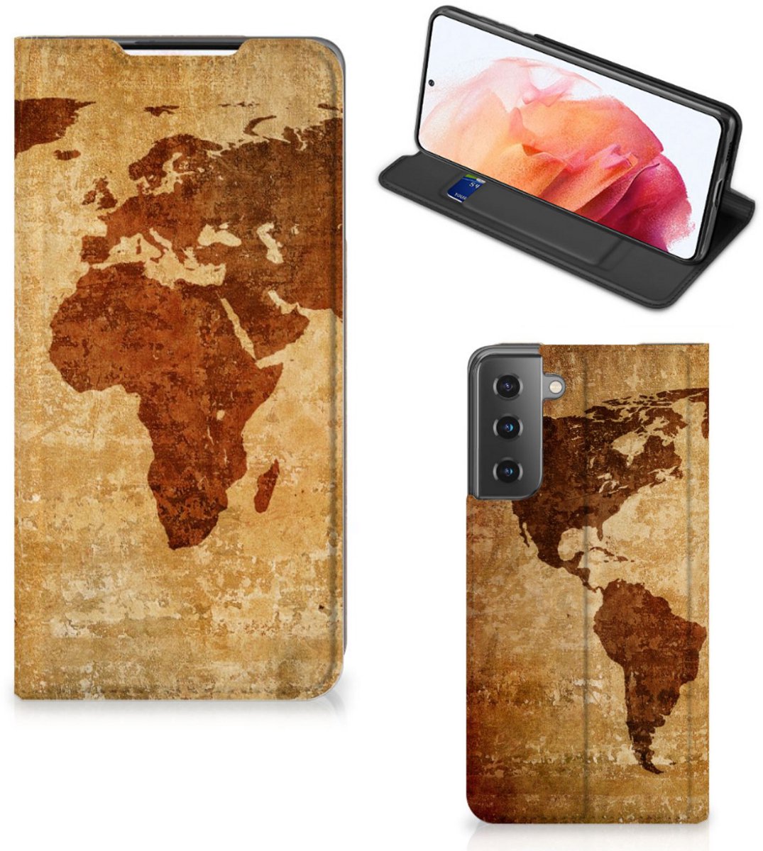 Samsung Galaxy S21 Book Cover Wereldkaart